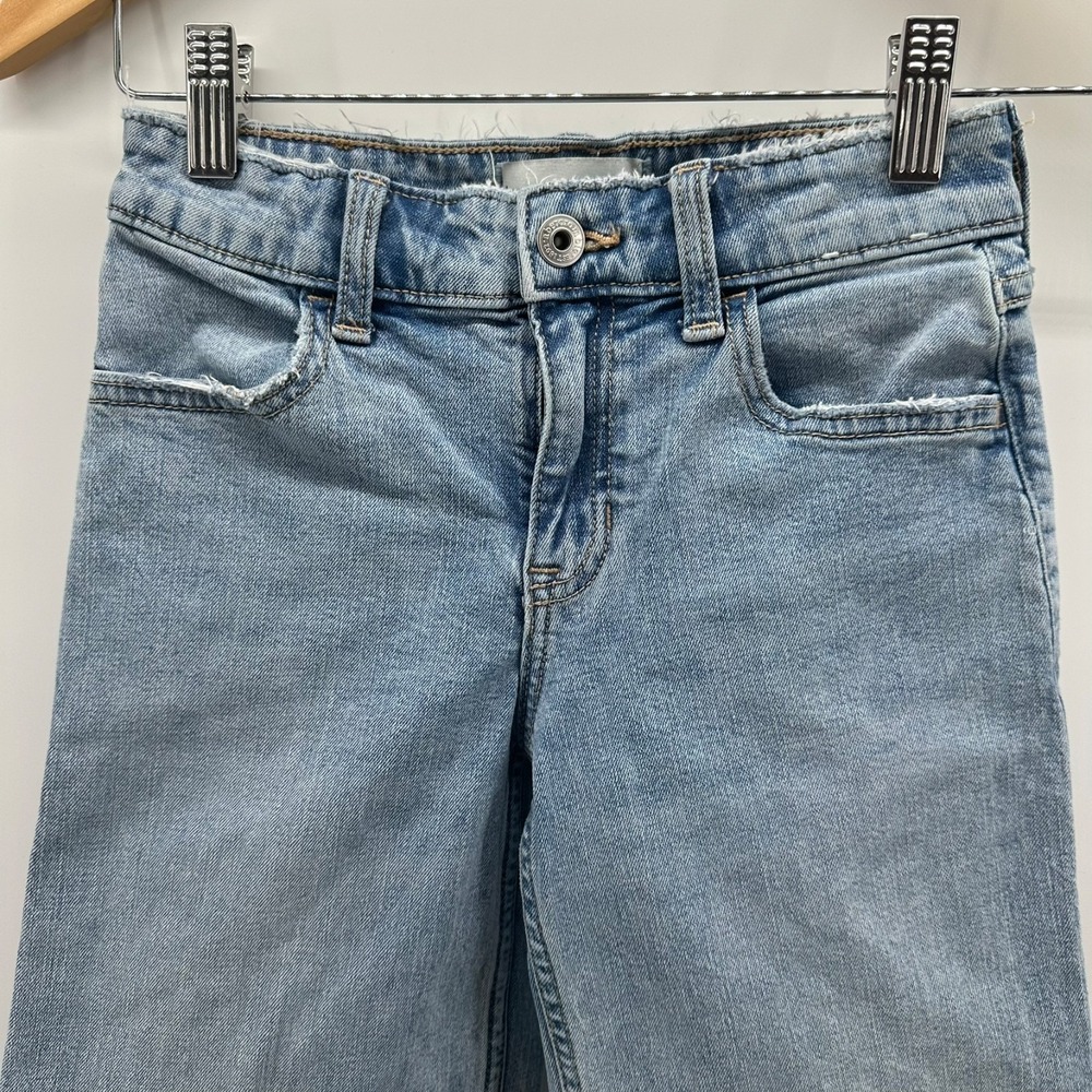 Abercrombie Kids High-Rise Wide-Leg Jeans Girls 9/10 Blue Denim Stretch Whisker